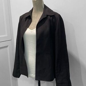 Talbots Black 100% Linen Blazer Size 12 Lightweight Jacket